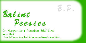 balint pecsics business card